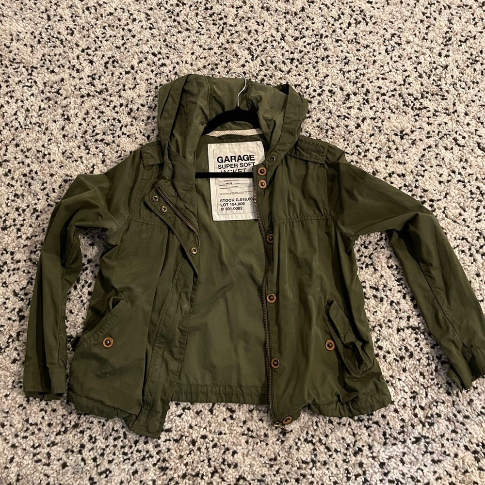GARAGE green jacket size XS, but fits a small